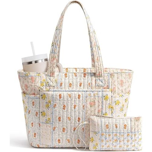 Puffer Tote Diaper Bag - Cottagecore Floral