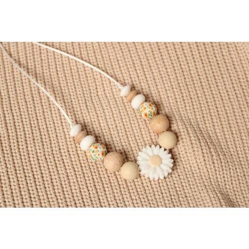 Daisy Silicone Wooden Nursing necklace, Breastfeeding necklace, Sensory necklace, Fiddle necklace, New Mum gift, Mama necklace