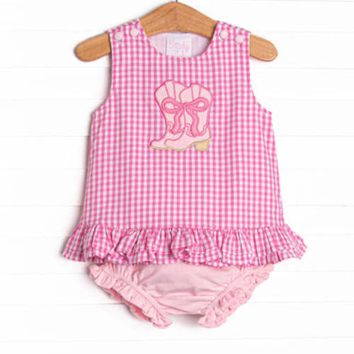 Rodeo Rose Applique Diaper Set, Pink – Stitchy Fish