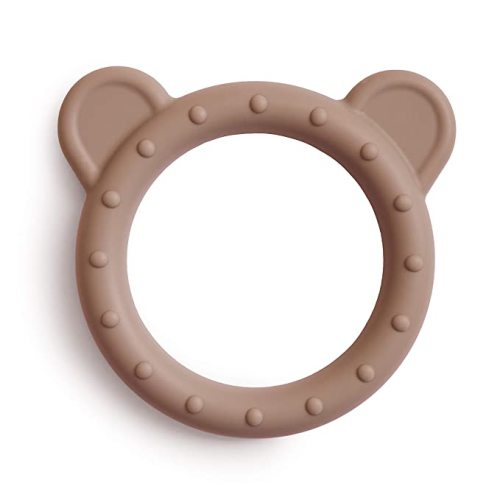 mushie Silicone Baby Teether Toy | Bear (Natural)