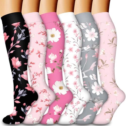 Laite Hebe Compression Socks for Women & Men Circulation(6 pairs)-Graduated Supports Socks for Running, Athletic Sports