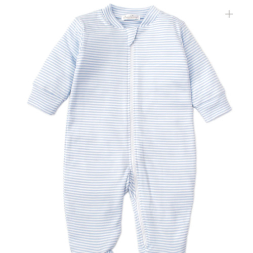 Blue Simple Stripes Pajama Zip Footie