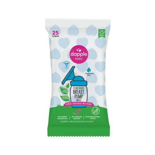 Dapple Baby Breast Pump Cleaning Wipes, Unscented, 1 Resealable Pack (25 Wipes)