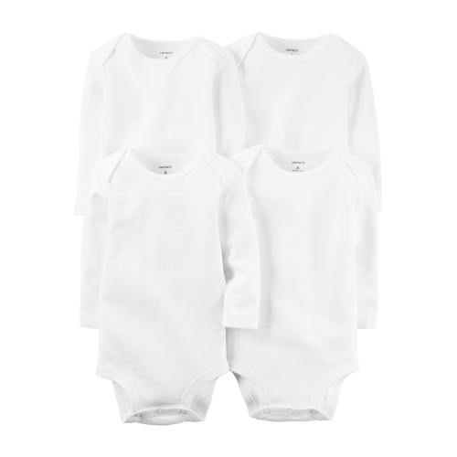 Carter's Baby Unisex Crew Neck Long Sleeve 4-pc. Bodysuit, Color: White - JCPenney