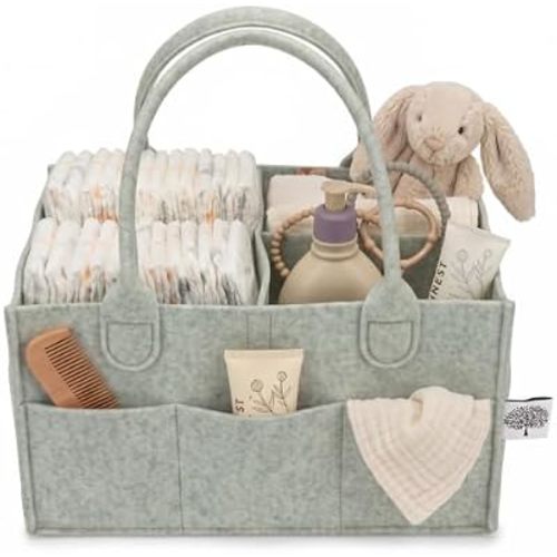Parker Baby Felt Diaper Caddy & Diaper Organizer Basket - Regular, Sage