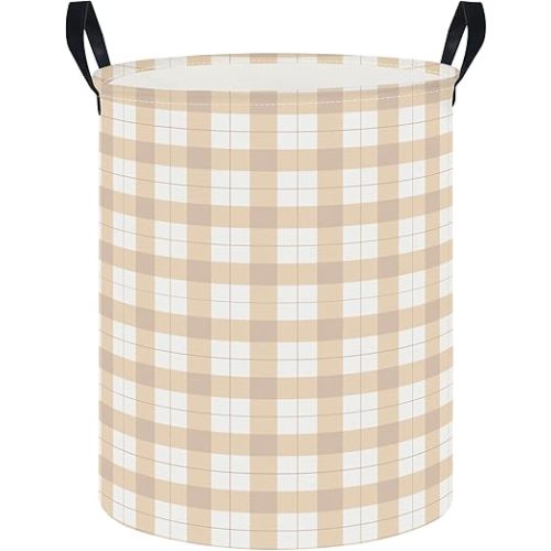 CLOCOR Large Laundry Basket,Waterproof Fabric Storage Container,Room Decor,Gift Basket（Yellow Grid