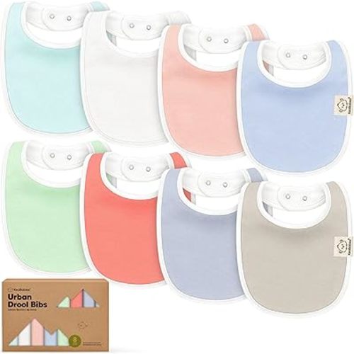 8-Pack Organic Baby Bibs for Boys, Girls - Soft Cotton Drooling and Teething Bibs for Baby Girl & Boy, Extra Absorbent, Easy To Clean & Put On for Toddler, Newborn, Infant 0-24 Months (Spring)