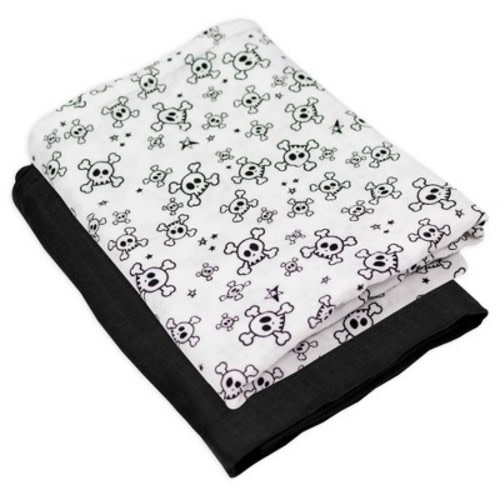 Honest Baby Organic Cotton Muslin Swaddle Blankets - Tossed Skulls 2pk