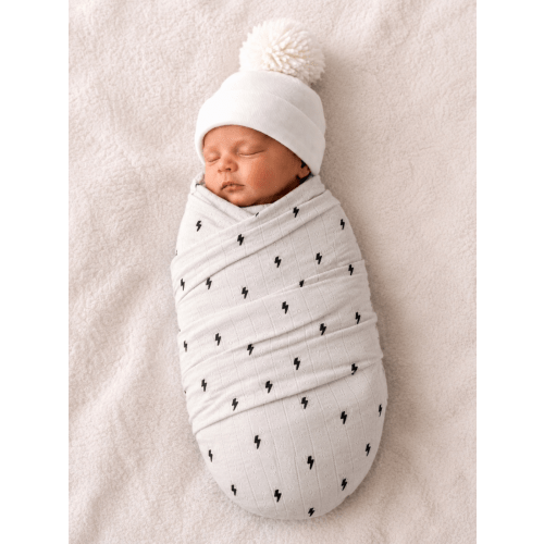 Lightning Bolts | Organic Cotton Pointelle Baby Clothes Swaddle – SpearmintLOVE
