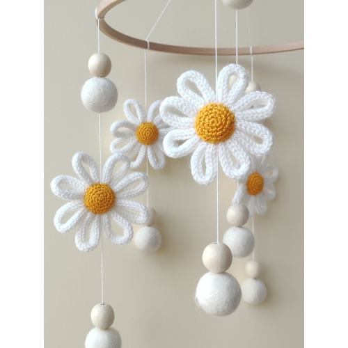 Baby mobile, Flower baby mobile, Baby girl mobile, Baby girl nursery, Daisy nursery, Minimalist baby mobile, You are my sunshine, Mobile