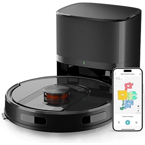 Robot Vacuum and Mop Combo with Self-Emptying, Customizable Map Cleaning with LiDAR Navigation, 6000Pa Suction, Smart No-Go Zones, 70Days Hands-free Robotic Vacuum Cleaner for Floor, Carpet, Pet Hair