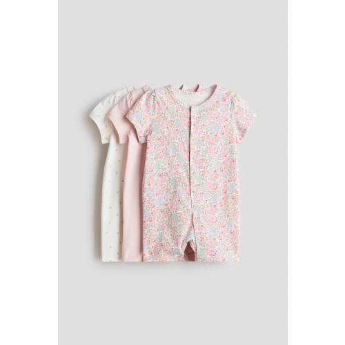 3-PACK SHORT COTTON PAJAMA JUMPSUITS