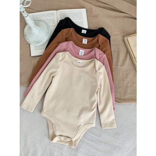 SHEIN LMoss Kids 4pcs LMoss Newborn Baby Girl Cute Knitted Solid Color Bodysuits Set, Fall/Winter | SHEIN USA