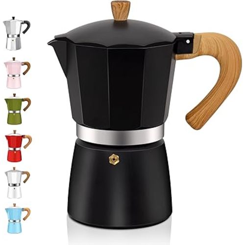 6 Cup Aluminum Espresso Stovetop Moka Pot Express Coffee Maker Percolator Italian Classic Mocha Coffee Machine for Italian and Cuban Cafe Brewing for Home & Camping 300ml 10oz