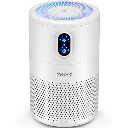 MOOKA Air Purifiers for Home Large Room up to 1076 ft², H13 True HEPA Air Filter Cleaner, Odor Eliminator, Remove Smoke Dust Pollen Pet Dander, Night Light(Available for California)