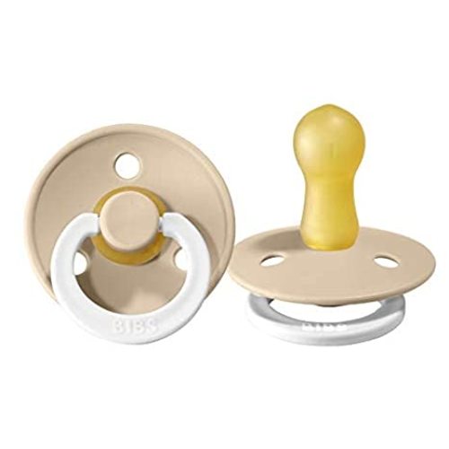 BIBS Pacifiers | Natural Rubber Baby Pacifier | Set of 2 BPA-Free Soothers | Made in Denmark | Vanilla Night | Size 0-6 Months