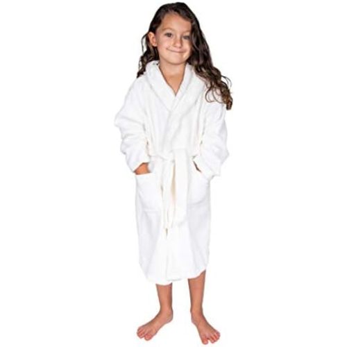 BAGNO MILANO Organic Turkish Cotton Kids Bathrobe, Soft Terry Cotton-Acrylic Hooded Towel Robe for Boys, Girls