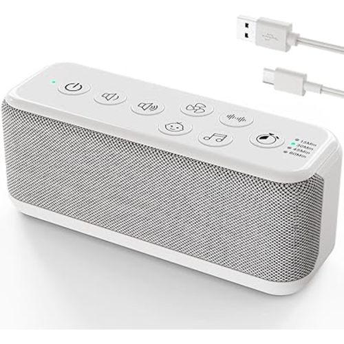 OnLyee White Noise Machine for Office Privacy, USB Rechargeable Sound Machine with 42 Non-Looping Sounds, Auto-Off Timer for Focus, Sleep and Travel