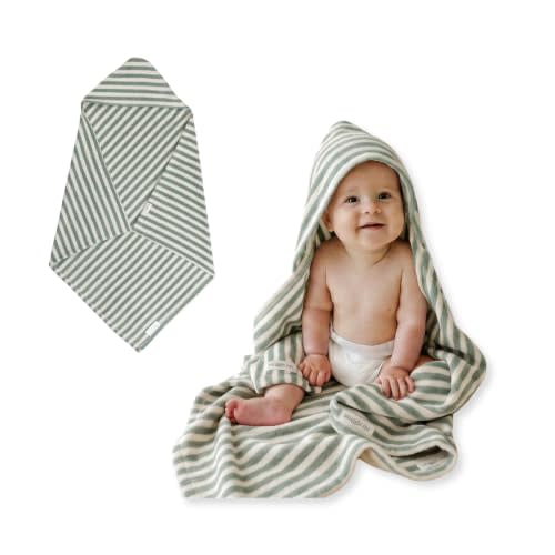 snuggle me Hooded Towel, Organic Toweling Cotton, Machine Washable - Slate | 80cm x 80cm Newborn Bath Essential, Extra Absorbant For Baby Boys & Girls, Must Have Essentials