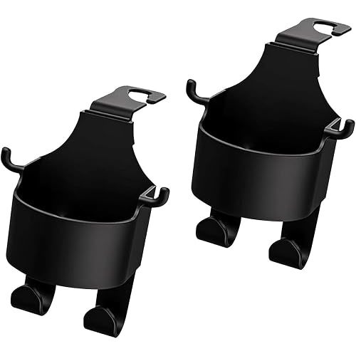 2 PCS Car Seat Back Hook Cup Holder, Multifunctional Car Back Hanging Mount Cup Storage, Waterproof Headrest Storage Hook, Universal Organizer for Handbags Drinks (Black)