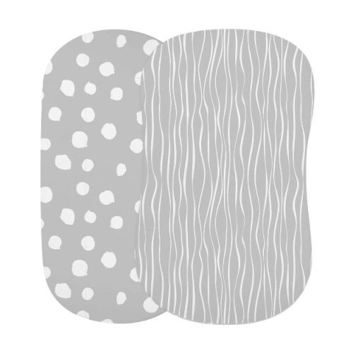Ely's & Co. Baby Fitted Bassinet Sheet 100% Combed Jersey Cotton Grey and White Abstract