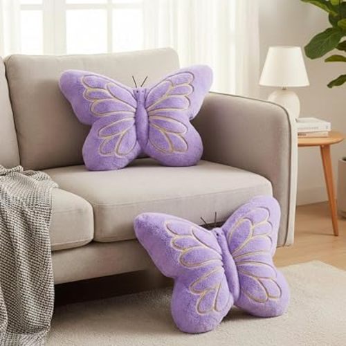 Novabright 2 Pcs Purple Butterfly Pillows 17.72'' Decorative Throw Pillows