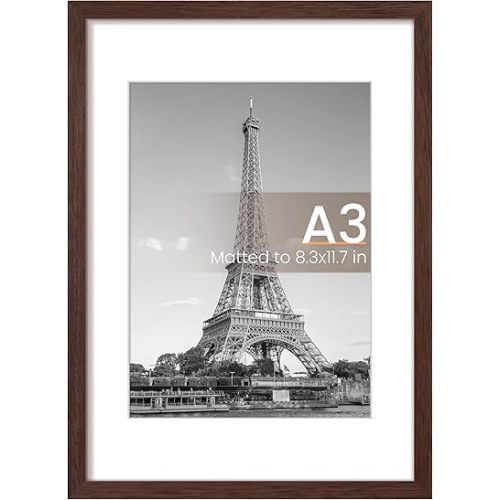 upsimples A3 Picture Frame, Wall Decor Poster Frames, Brown 1 Pack