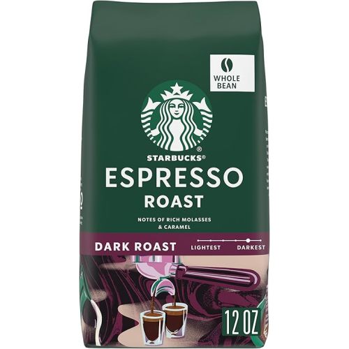 Starbucks Whole Coffee Beans, Dark Roast Hot or Iced Coffee, Espresso Roast, 12 oz