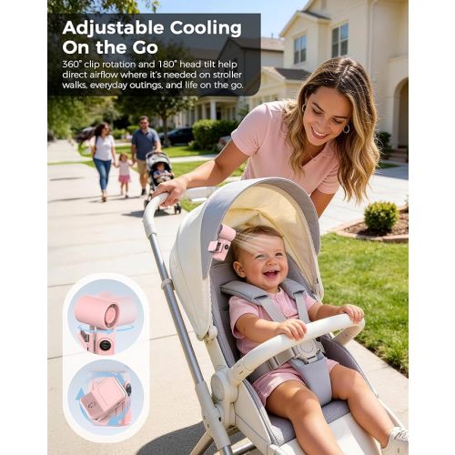 Hotsales Clip-On Portable Fan, 13500 RPM Rechargeable Handheld Mini Fan with LED Display, 360° Rotating Detachable Clip, Stroller Fan for Baby, Compact Travel Essentials/Lash, Summer Gifts for Women