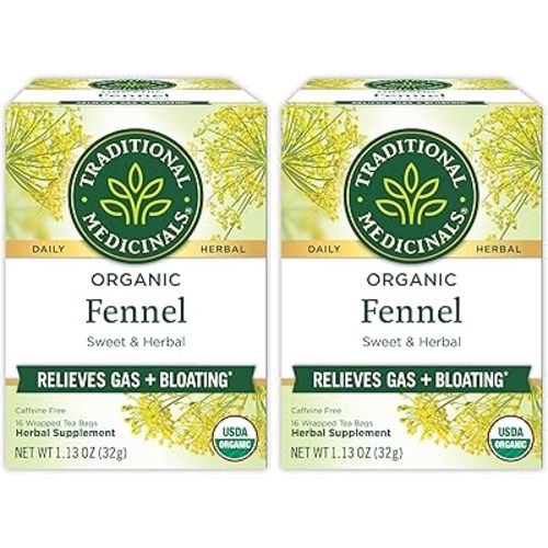 Traditional Medicinals Tea, Organic Fennel, Promotes Healthy Digestion, 16 Tea Bags (Pack of 2)