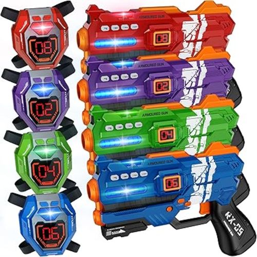 Laser Tag Guns Set of 4 Laser Tag Guns with Digital LED Score Display Vests,Gifts for Teens and Adults Boys & Girls,Adults and Family Fun,Gift for Kids Ages 8 9 10 11 12+Year Old Boy