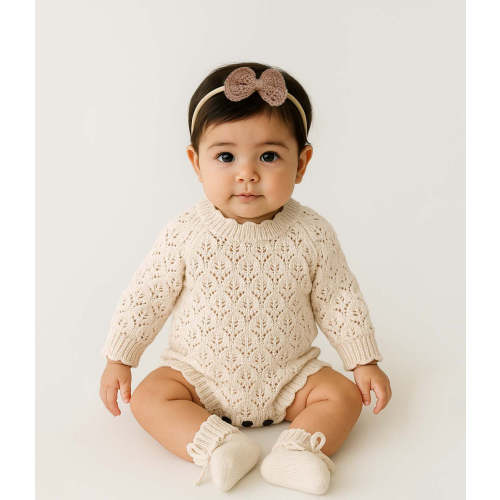 Cotton Lace Romper | Lacy Oatmilk – Olive and Cradle
