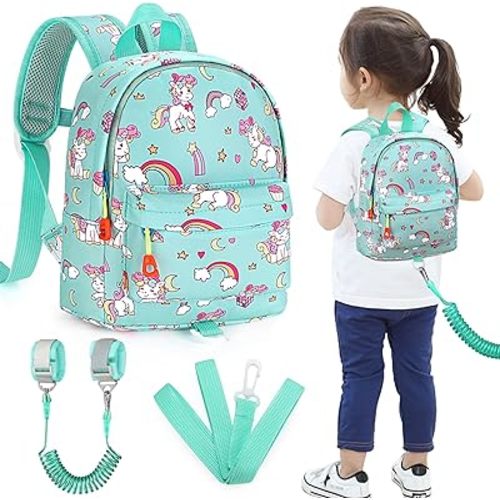 Accmor Toddler Backpack Leash, Cute Baby Backpacks with Anti Lost Wrist Link, Mini Kids Backpack Harness Leash for Outdoor Travel, Adorable Unicorn Backpack Tether Walking Harness for Girls 1-3