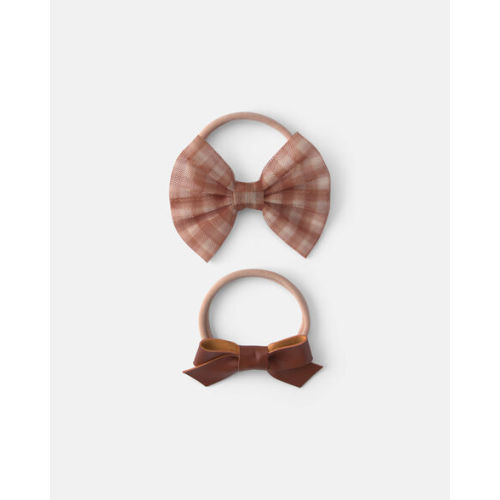 Baby Girl 2-Pack Gingham Bow Headwraps - Brown | Carter's