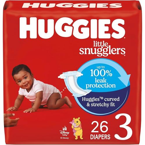 Huggies Size 3 Diapers, Little Snugglers Baby Diapers, Size 3 (16-28 lbs), 26 Count, Packaging May Vary