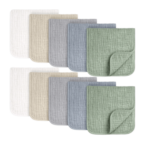 Lyra Muslin Burp Cloths 10-Pack Slate
