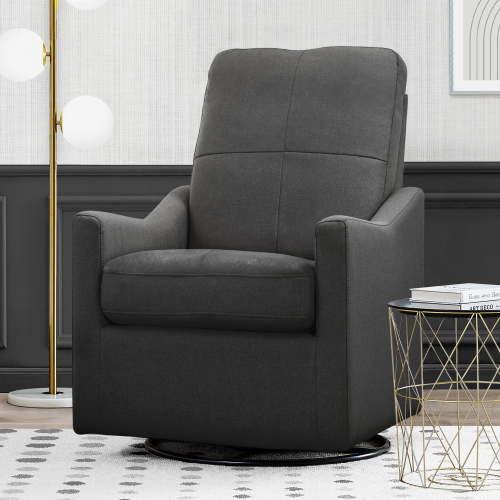 Delta Children Kenwood Slim Nursery Glider Swivel Rocker Chair, Charcoal