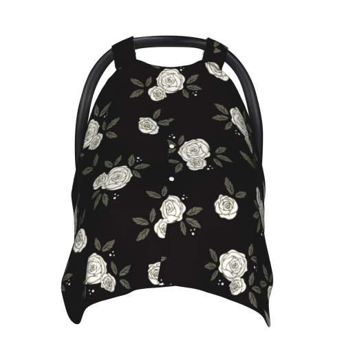 Car Seat Cover Baby - Rose Flowers Black Breathable Infant Car Seat Cover for Baby Carseat, Lightweight Comfort Baby Essentials Must Haves Newborn Stuff for Girl Boy