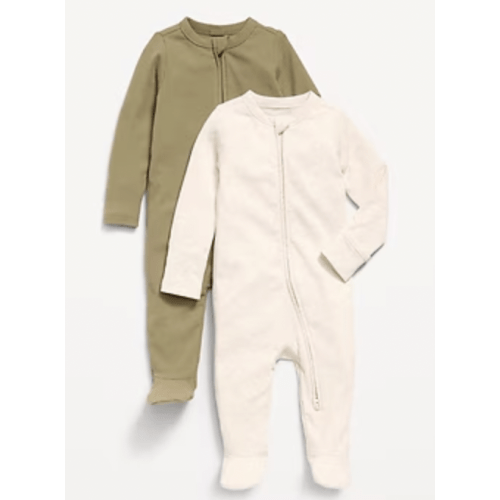 Unisex 2-Way-Zip Sleep & Play Footed One-Piece 2-Pack for Baby