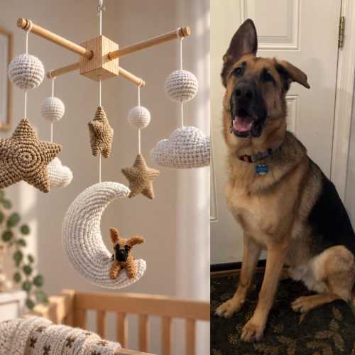 Custom Dog Baby Mobile, Crocheted Dog Cat, Baby Crib Mobile, Nursery Mobile Decor, Puppy Nursery, Baby Shower Gift, Christmas Gifts