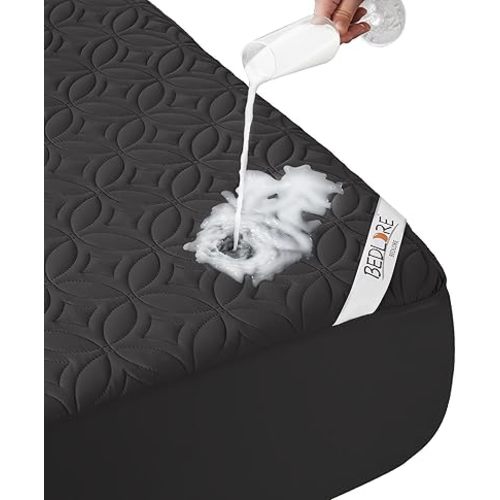 BEDLORE Waterproof Mattress Protector, California King Size Mattress Pad with Deep Pocket 6"-18" Depth, Soft Noiseless Dirt-Proof Bed Mattress Cover Washable for Home, Bedroom, Hotel (Black)