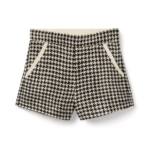 Girl Oat Biscuit Houndstooth Classic Houndstooth Short by Janie and Jack