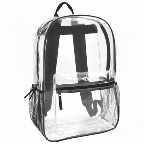 Trail maker Clear Backpack Heavy Duty with Padded Straps, Side Pockets for Kids, Boys, Girls, School, Stadium Approved Events