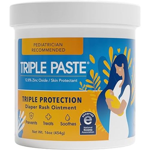 Triple Paste Diaper Rash Cream, Hypoallergenic Medicated Ointment for Babies, 16 oz (Packaging May Vary)
