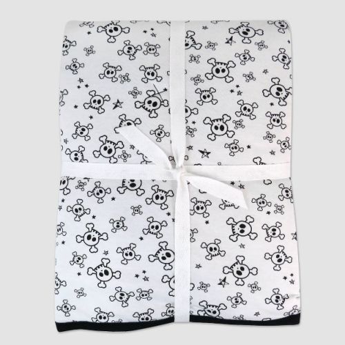 Honest Baby Organic Cotton Lightweight Knit Quilt - Tossed Skulls: Figures, Skeletons, 1 Pack, Thread Count 140
