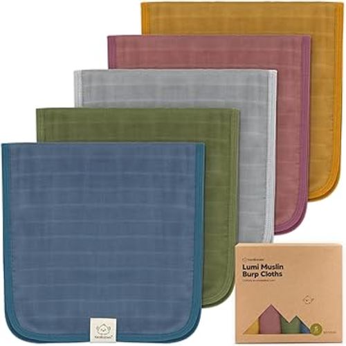 KeaBabies Cotton Muslin Burp Cloths Baby Boy, Girl - 5-Pack Soft & Absorbent Burping Cloth for Babies, Large Baby Towels & Washcloths for Newborn, Spit Up Rags, No Shrink, 20x10" (Corals)
