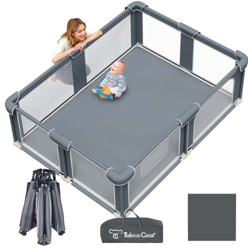 G TALECO GEAR Baby Playpen with Mat, Large Play Yard for Babies and Toddlers, Portable Baby Activity Center for Indoor & Outdoor, Gray (71‘’×79‘’)