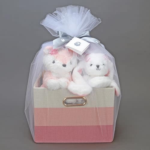Lambs & Ivy Pink/White 5-Piece Luxury Infant/Newborn/Baby Gift Basket