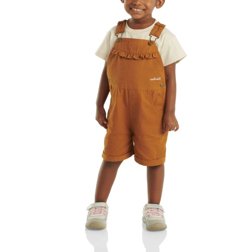 Girls' Canvas Ruffle Front Shortall (Infant/Toddler)