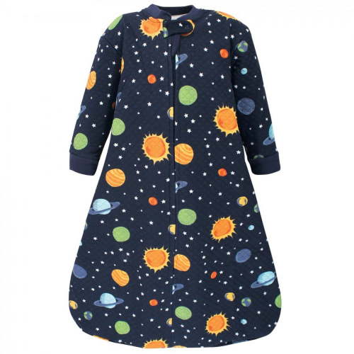 Hudson Baby Infant Boy Premium Quilted Long Sleeve Sleeping Bag and Wearable Blanket, Solar System, 6-12 Months